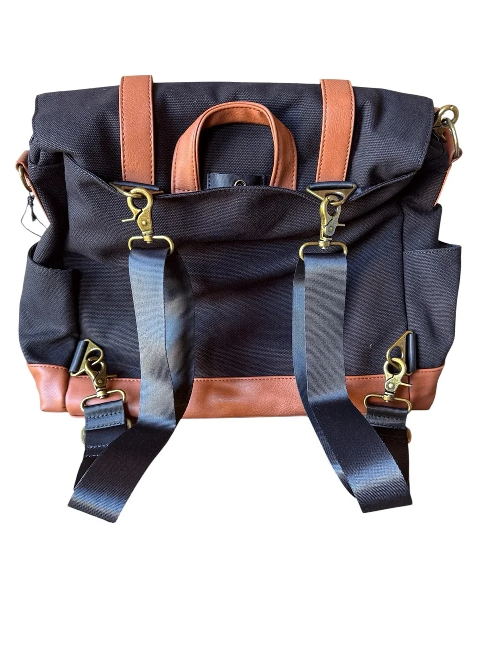 Bodomint Gender Neutral Nylon Vegan Leather Laptop Diaper Bag Multi Use Bag